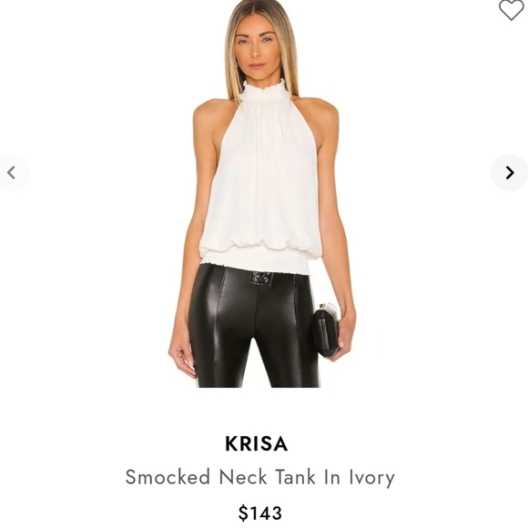 New Revolve x Krisa Smocked Neck Tank In Ivory - Picture 9 of 9